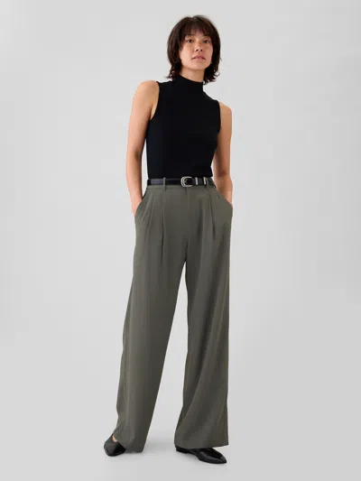 Gap 365 High Rise Pleated Trousers In Soft Black