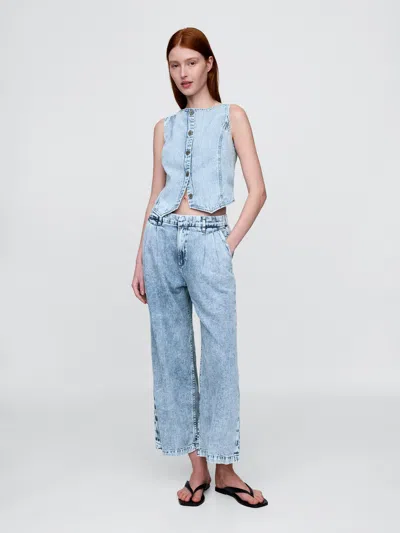 Gap 365 High Rise Ultrasoft Denim Pleated Ankle Trousers