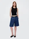 Gap 365 High Rise Ultrasoft Longline Trouser Shorts In Dark Indigo