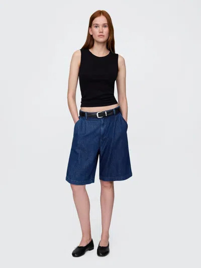 Gap 365 High Rise Ultrasoft Longline Trouser Shorts In Dark Indigo