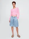 Gap 365 High Rise Ultrasoft Longline Trouser Shorts In Light Indigo