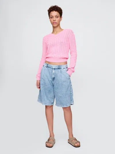 Gap 365 High Rise Ultrasoft Longline Trouser Shorts In Light Indigo