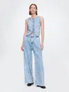 Gap 365 High Rise Ultrasoft Pleated Denim Trousers In Light Indigo