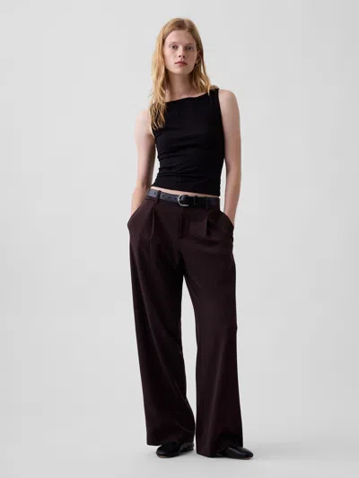 Gap 365 Low Rise Brushed Twill Pleated Trousers In Terra Brown