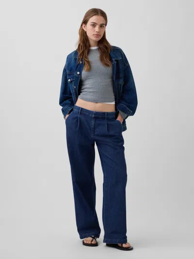 Gap 365 Low Rise Denim Pleated Trousers In Purple