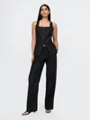 Gap 365 Low Rise Linen-blend Trousers In Basic Black