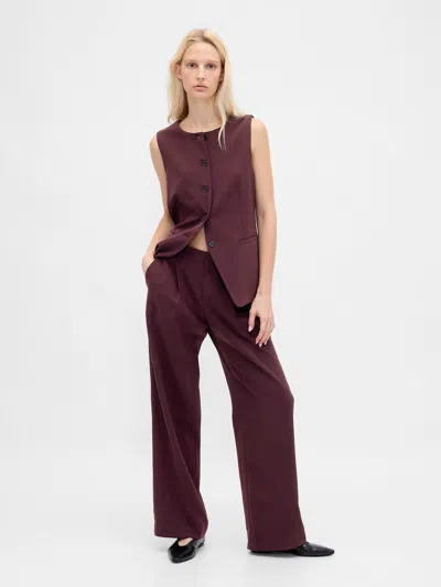 Gap 365 Low Rise Pleated Wide-leg Trousers In Purple