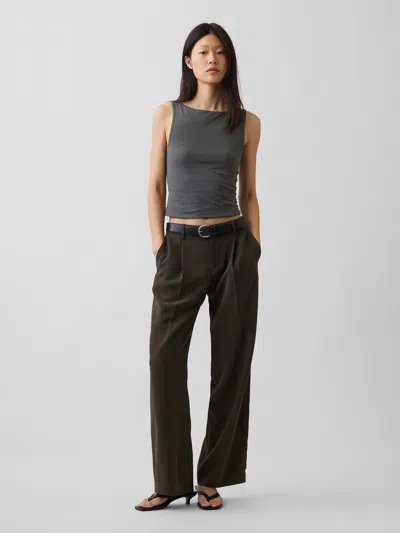 Gap 365 Low Rise Pleated Wide-leg Trousers In Deep Woods Green