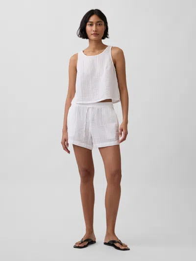 Gap 4" Mid Rise Cotton Gauze Easy Shorts In White