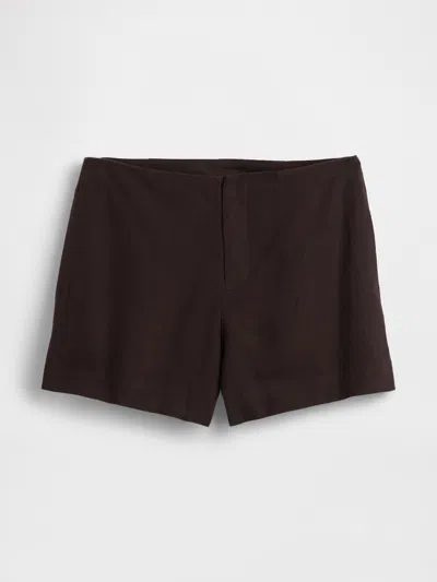 Gap 4" Mid Rise Linen-blend Shorts In Brown