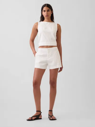 Gap 4" Mid Rise Linen-blend Shorts In White