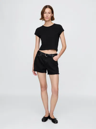 Gap 4" Mid Rise Ultrasoft Relaxed Cutoff Shorts In Black