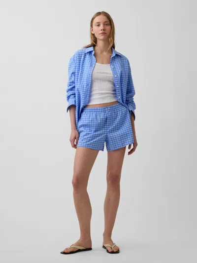 Gap 4" Seersucker Plaid Boxer Shorts In Blue