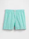 Gap 4.5" Poplin Boxers In Turquoise Gingham
