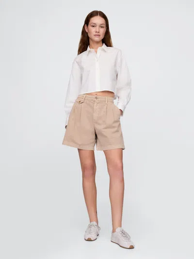 Gap 6" Mid Rise Twill Pleated Trouser Shorts