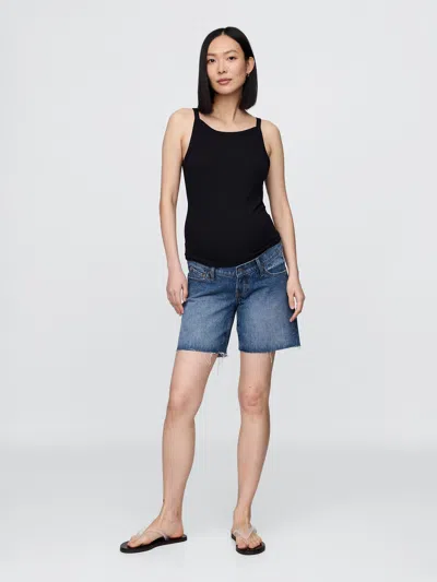 Gap 7" Maternity Full Panel Denim Bermuda Shorts