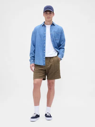 Gap 7" Textured Easy Shorts In Green