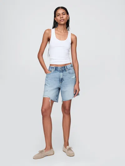 Gap 8" Mid Rise '90s Loose Denim Bermuda Shorts In Light Indigo
