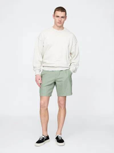 Gap 8" Linen-cotton Shorts In Gasoline Green