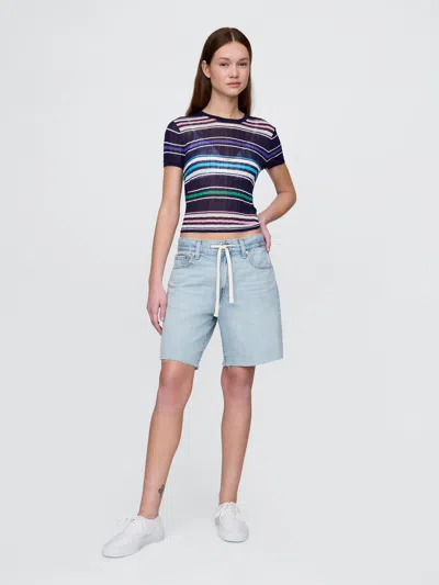 Gap 8" Mid Rise '90s Loose Denim Bermuda Shorts In Light Indigo