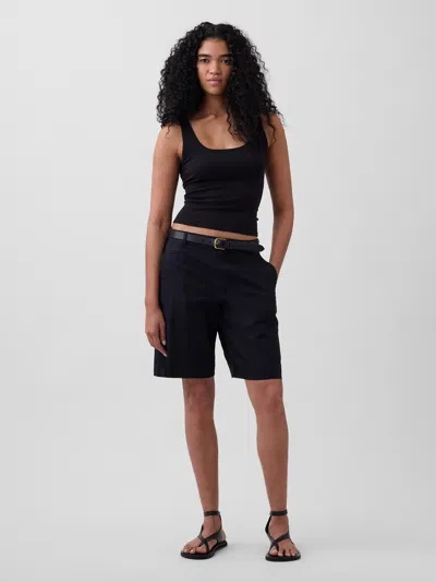 Gap 9" Low Rise Linen-blend Trouser Shorts In Black