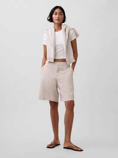 Gap 9" Low Rise Linen-blend Trouser Shorts In Neutral