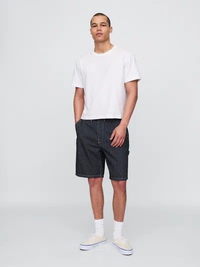 Gap '90s Loose Denim Stripe Carpenter Shorts In Blue
