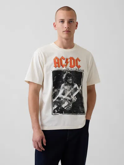 Gap Ac/dc Relaxed Graphic T-shirt In White