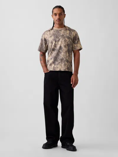 Gap Adult Heavyweight Crop T-shirt In Khaki Tan Leaf Print