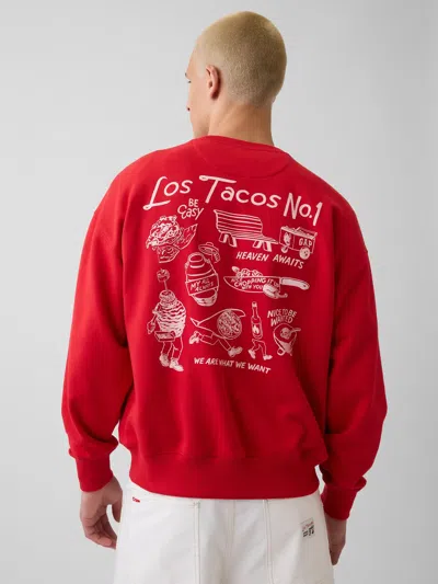 Gap Adult Los Tacos No. 1 Heavyweight French Terry Oversized Sweatshirt In Red Sunset