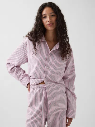 Gap Adult Softest Flannel Pj Shirt In Pink Stripes