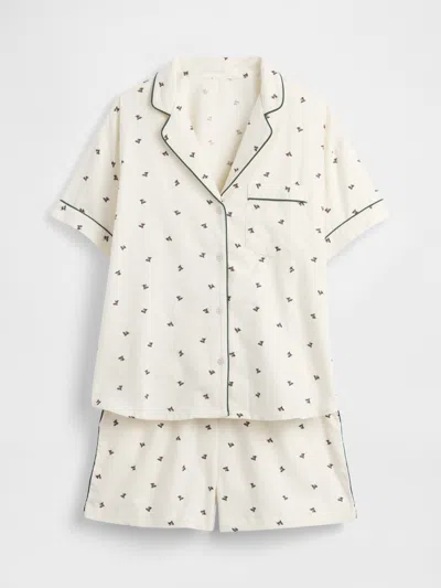 Gap Adult Softest Flannel Pj Short Set In White