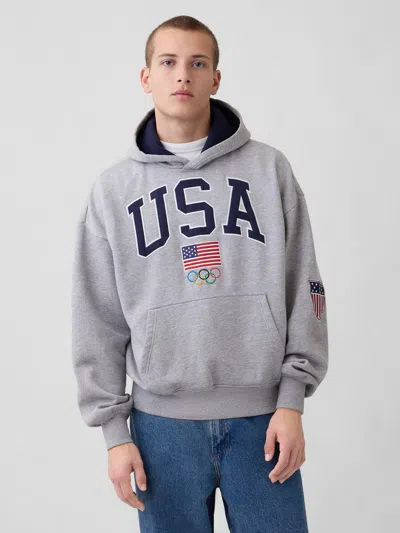 Gap Adult Team Usa Heavyweight Oversized Hoodie In Gray
