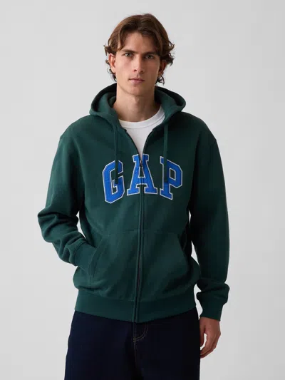 Gap Adult Vintagesoft Arch Logo Zip Hoodie In Deep Hunter Green