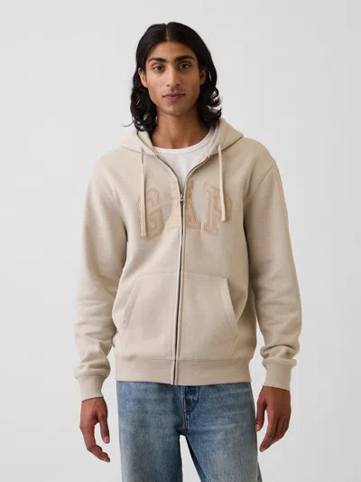 Gap Adult Vintagesoft Arch Logo Zip Hoodie In Moonstone Beige