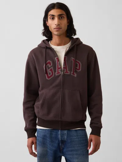 Gap Adult Vintagesoft Arch Logo Zip Hoodie In Terra Brown