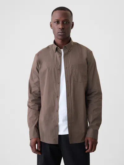 Gap All-day Poplin Shirt In Standard Fit In Basic Brown