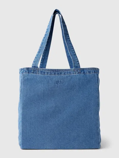 Gap Arch Logo Denim Tote Bag In Medium Wash