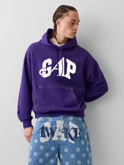 Gap × Awake Ny Heavyweight Oversized Logo Hoodie In Purple