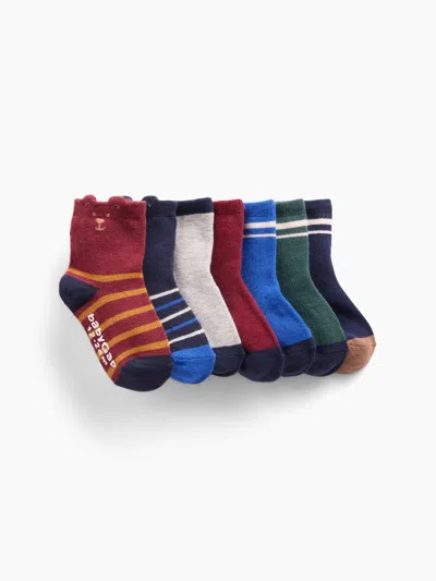 Gap Baby & Toddler Bear Stripe Crew Socks (7-pack) In Multi