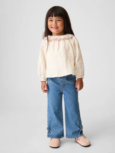 Gap Baby & Toddler Bow Split-hem Stride Jeans In Medium Wash