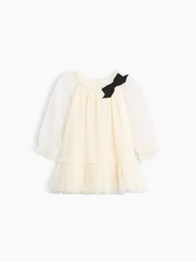 Gap Baby & Toddler Bow-neck Tulle Dress In Ivory Frost