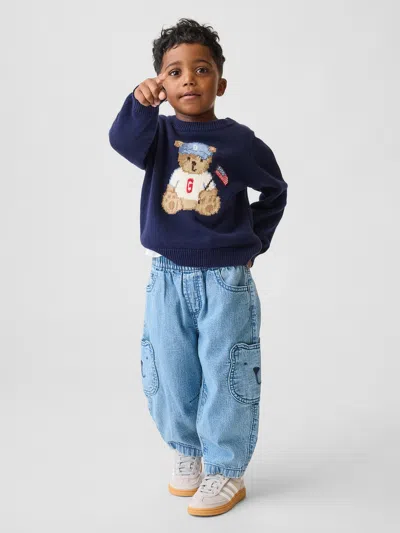 Gap Kids' Baby & Toddler Brannan Bear Pocket Pull-on Barrel Jeans In Blue