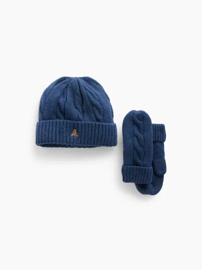 Gap Baby & Toddler Cable-knit Beanie & Mittens Set In Blue