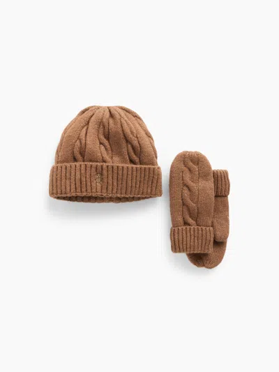 Gap Baby & Toddler Cable-knit Beanie & Mittens Set In Brazen Brown