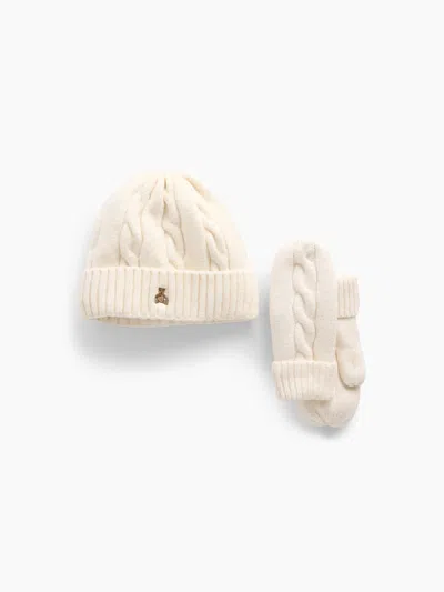 Gap Baby & Toddler Cable-knit Beanie & Mittens Set In Ivory Frost