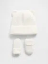 Gap Baby & Toddler Cashsoft Bear Beanie & Mittens Set In White