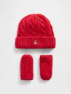 Gap Baby & Toddler Cashsoft Cable-knit Beanie & Mittens Set In Red
