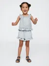 Gap Baby & Toddler Crinkle Gauze Denim Ruffle Set In Light Wash