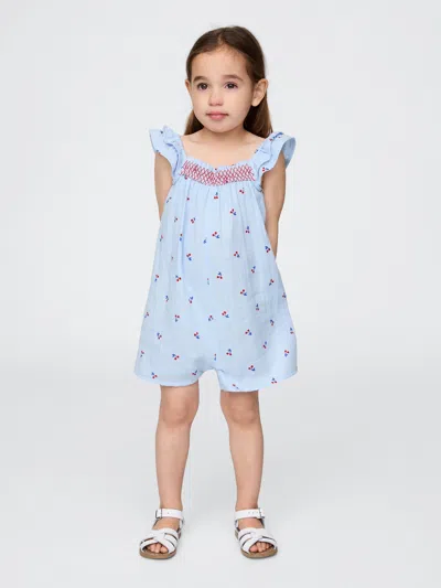 Gap Baby & Toddler Crinkle Gauze Flutter-sleeve Romper In Blue